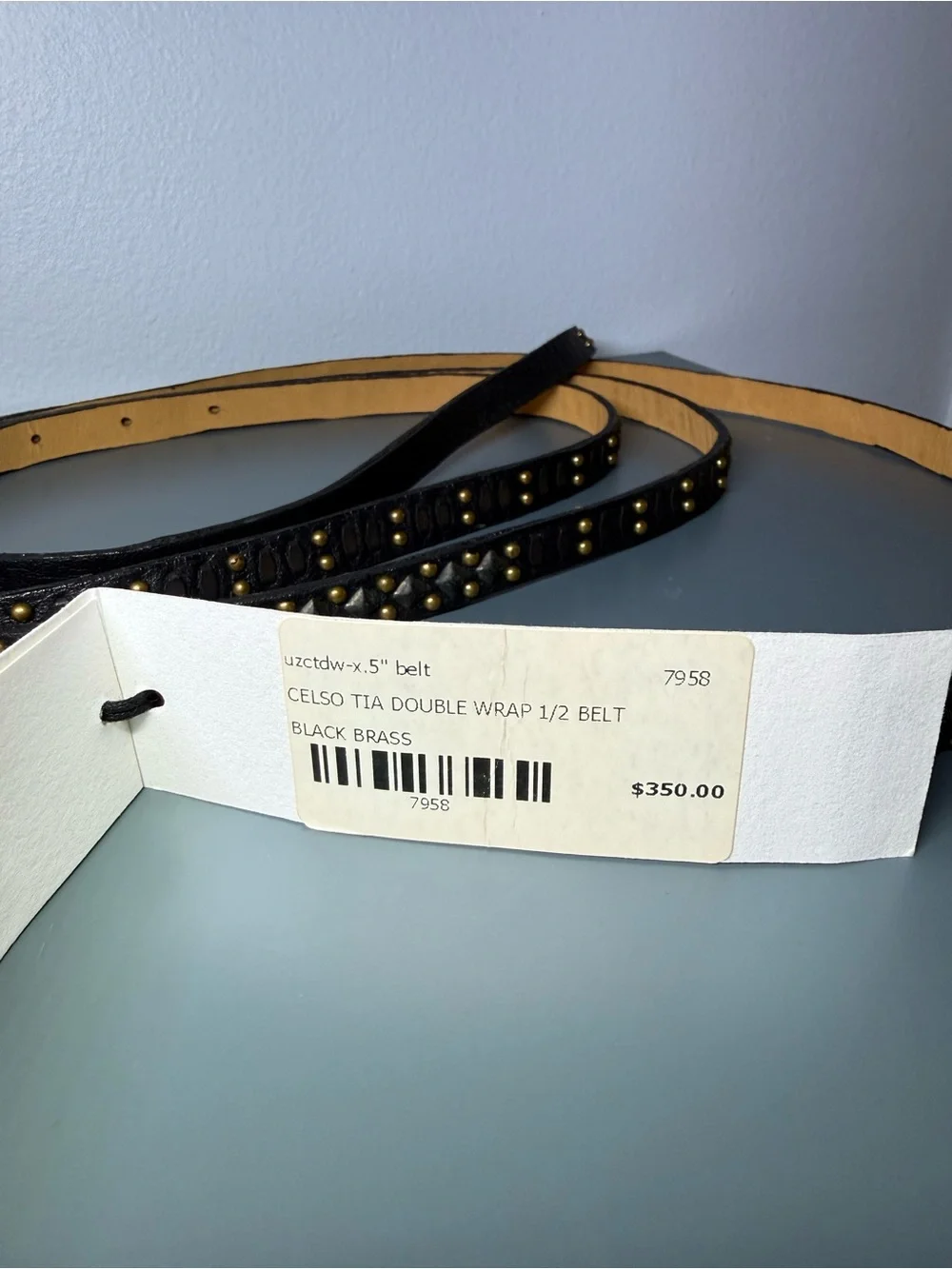 Urban Zen Celso Tia Double Wrap Studded Leather Belt NWT Size 36